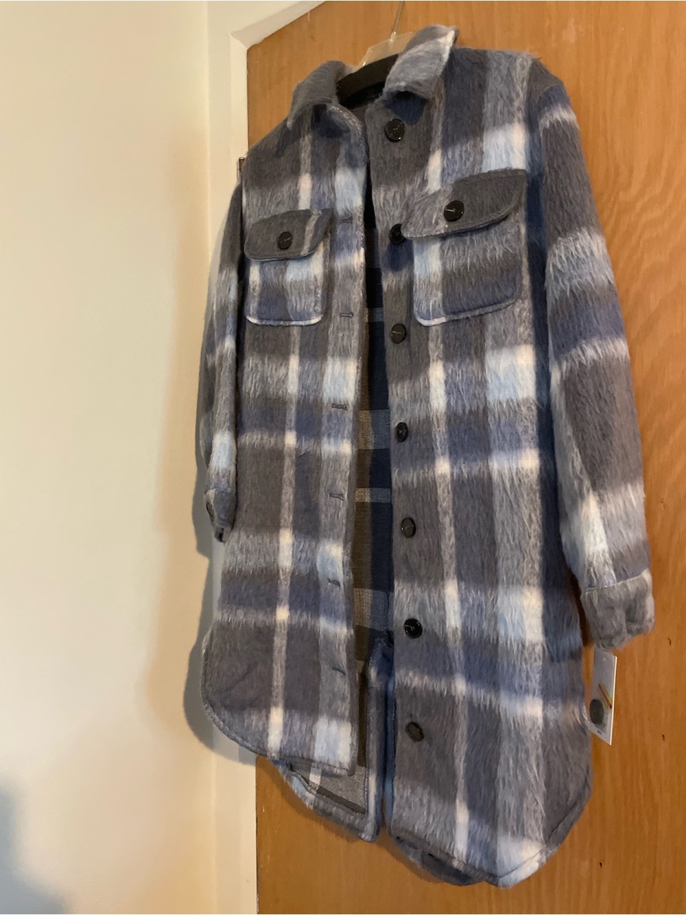 SO Gray and White Plaid Shacket